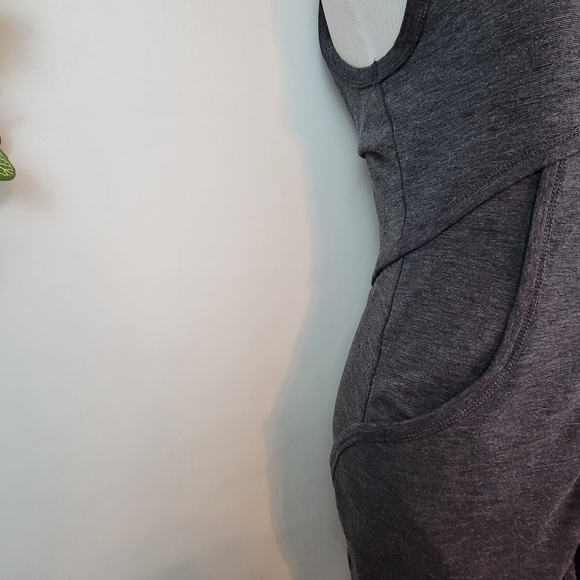T BY ALEXANDER WANG Zip Front Ponte Tank Charcoal Grey Dress, Pockets XS X Small - Picture 9 of 16